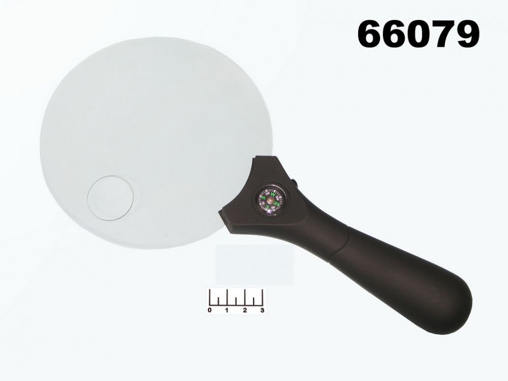 Лупа ручная круглая 2x/4х-140мм для чтения с подсветкой (3 LED) с компасом