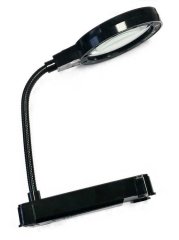 Лупа бестеневая на гибком штативе c подставкой 12 LED 75mm / 6x / ZB667-75