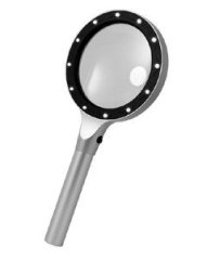 Лупа ручная круглая 2.5х/5х-90мм для чтения с подсветкой (12 LED) DS-12