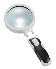 Лупа ручная круглая 6x-65мм для чтения с подсветкой (2 LED, черно-белая) 77365B