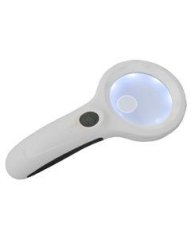 Лупа ручная круглая 3/6x-90мм для чтения с подсветкой + ультрафиолет (8 LED, черно-белая) 82020/9588