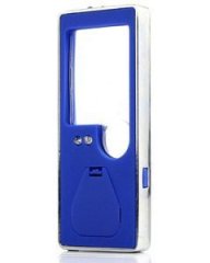 Лупа карманная 3/10x для чтения с подсветкой + ультрафиолет (5 LED, синяя) TH-7007