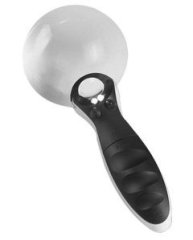 Лупа ручная круглая 8D/20D-90мм для чтения с подсветкой (2 LED, черно-белая) G288-090
