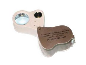 Лупа ювелирная двойная 25х-25мм/50x-14мм с подсветкой (2 LED) MG9889A