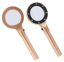 Лупа ручная 15x 60мм с подсветкой 8 LED, ZB-7690-8